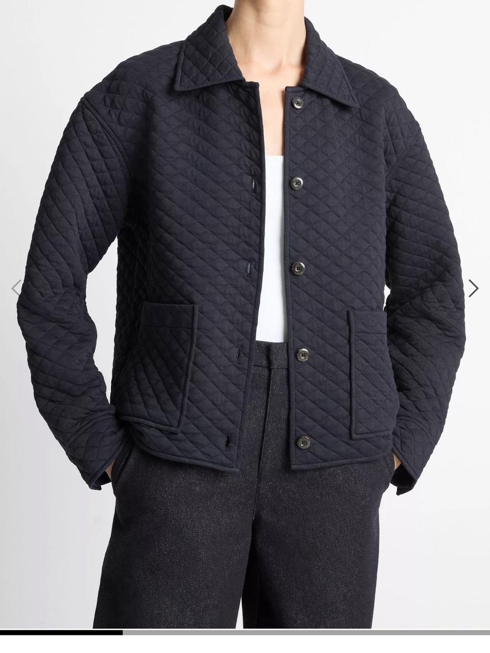 Vince Quilted cotton blend collared Jacket/shaket  in Navy
